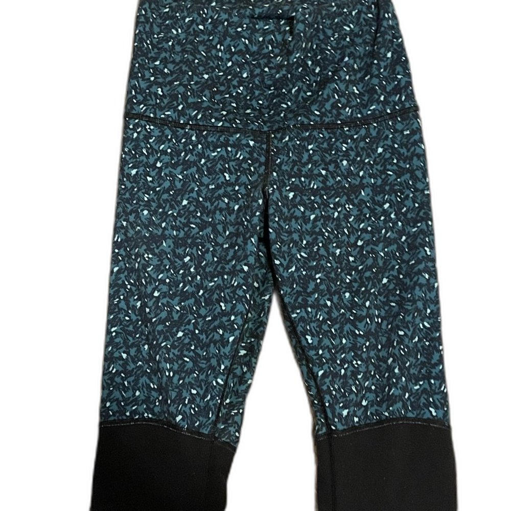 Lululemon Wunder Under Pant (Stirrup) Mountain Peaks Forage Teal Size 6 - Picture 4 of 7